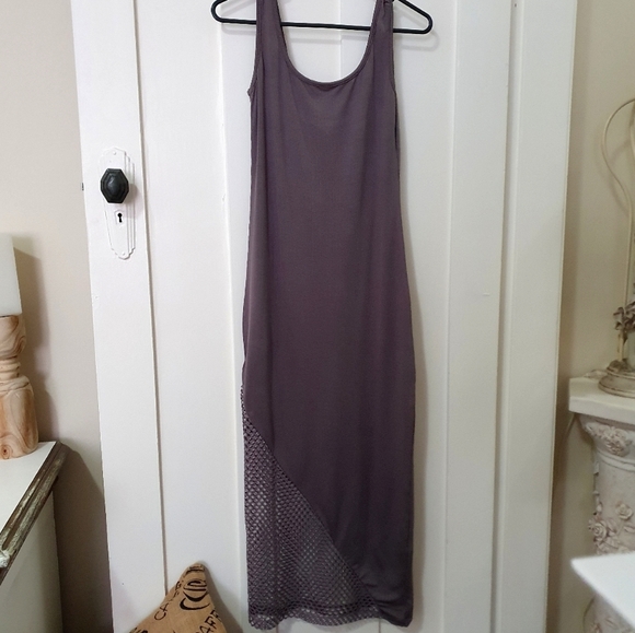 Beautiful Bodycon Midi dress  mesh sheer detail lavender size 6 cotton - Picture 3 of 4